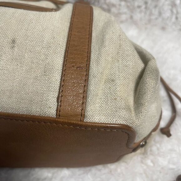 Bimba & Lola canvas khaki& tan leather trim and strap bucket style shoulder bag - Picture 13 of 13